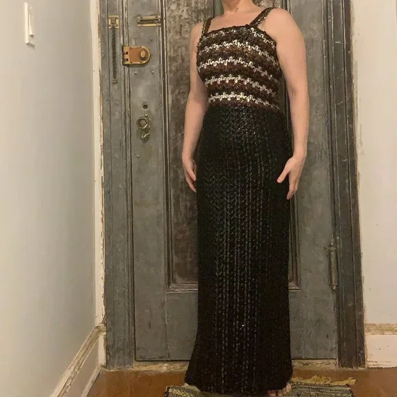 sachin and babi light blue dress Vintage | Dresses | Vintage 7s Striped Sequin Knit Disco Queen Cocktail  Dress Sleeveless Maxi Dres